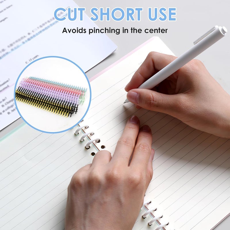 MILake 24 Pcs Comb Binding Spines, Ring Distance 0.35'' Plastic Spiral Coils for Document Binding Compatible with 30-Ring Notebooks, 8 Colors Binder Combs for Students, Office Workers, Collectors - Image 5